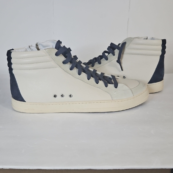 P448 White and Blue Sneakers Classic High-Top Design - Picture 2 of 14